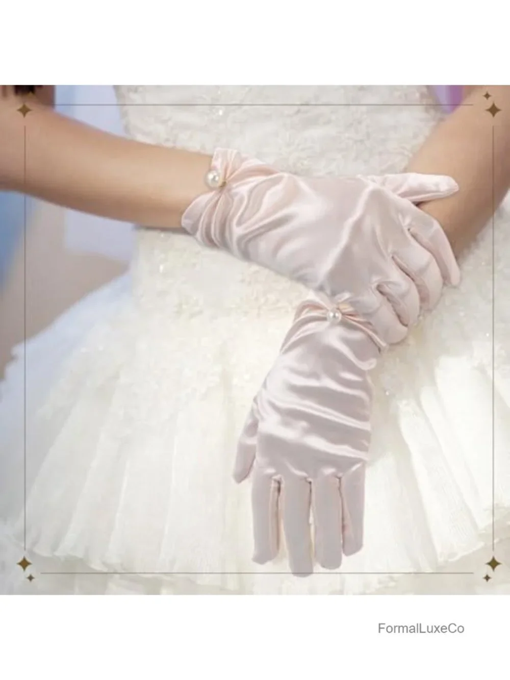 Elegant Satin Gloves with Pearls for Women - 1920s Flapper Party, Wedding,